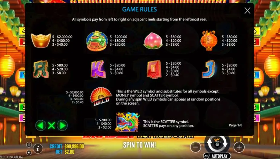 Dragon Hot Hold and Spin Slot Game Rules