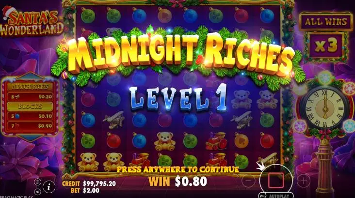 Santa's Wonderland Slot Bonus Buy Feature Win Image