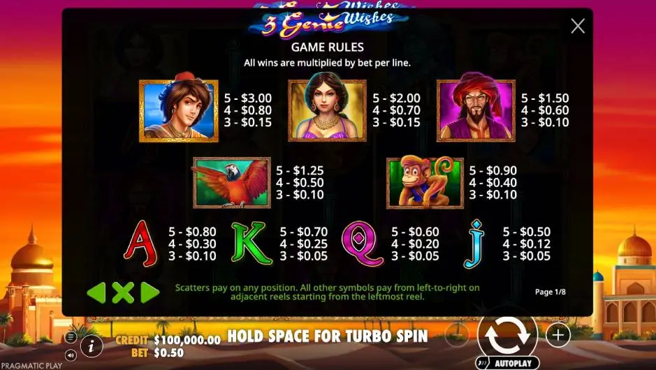 3 Genie Wishes Slot Game Rules and Symbols